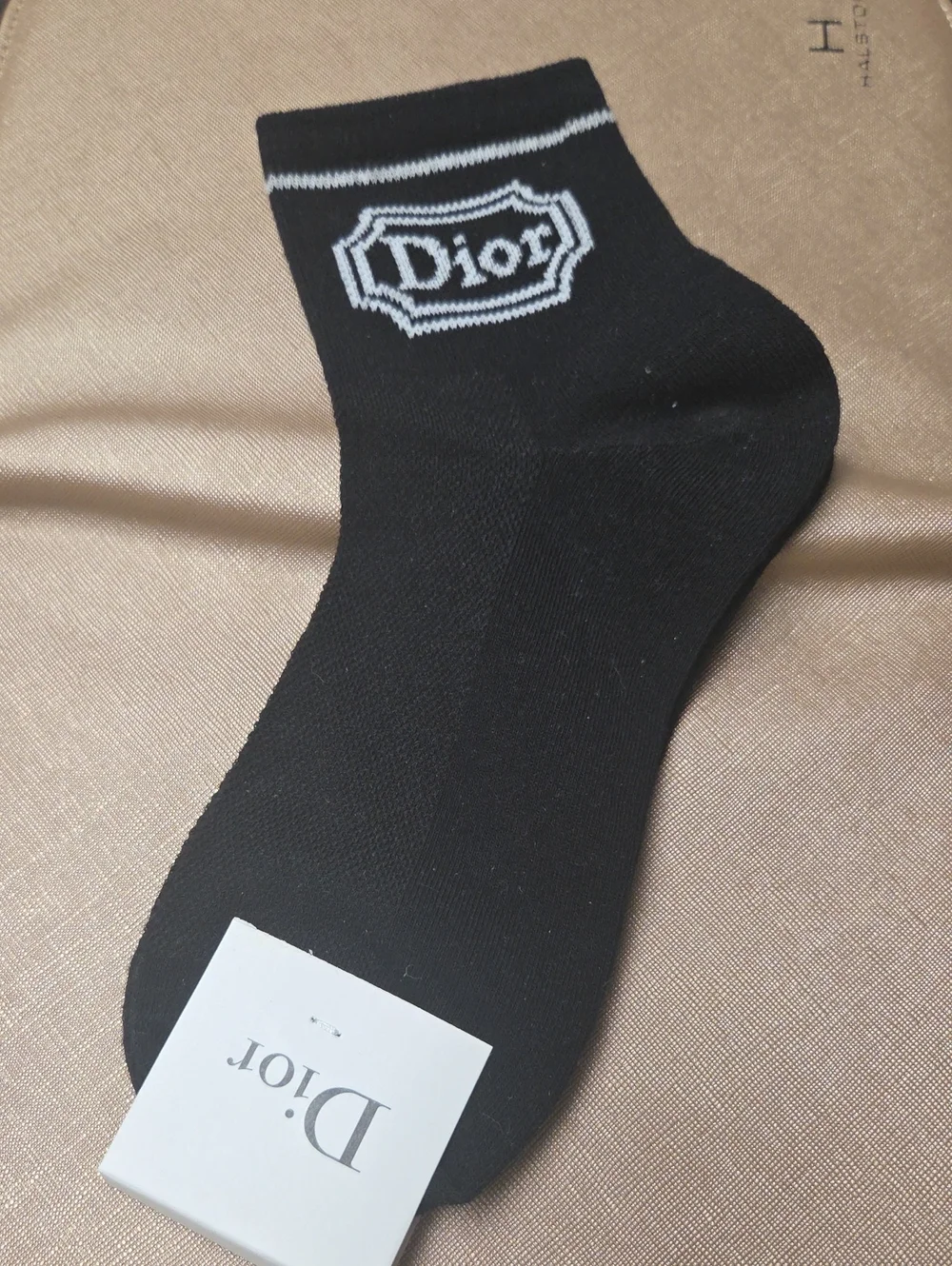 Dior Black and White Logo Ankle Socks Unisex